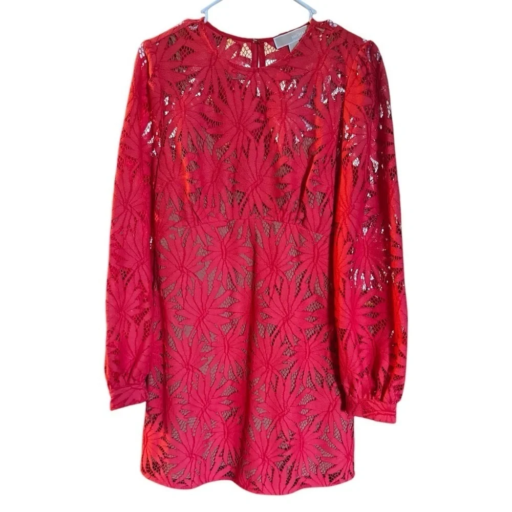 Michael Kors NWT Palm Lace Mini Dress Sangria